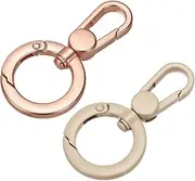 uxcell 2 Pcs Double Opening Snap Hooks Swivel Keychain Clasp Clips Metal Swivel Lobster Claw Clasp for Jewelry Making Crafts Backpack Bag Strap Phone Case, Rose Gold/Light Brown
