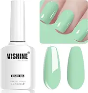 Vishine Green Gel Nail Polish, 16ml Mint Green Soak Off Gel Polish UV LED Lamp Cure Nail Art DIY Manicure at Home M135