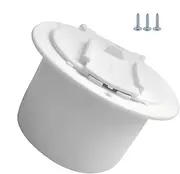 RV Socket Cover - Snap Latch Panel, PE White RV Power Cable Entry Hatch | RV Wire Pass Through with Fasteners, Shielded Cord Port Round Accessory, Round Electrical Cable Hatch for 30 and 50 Amp Cords