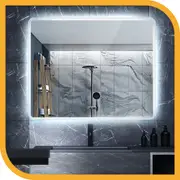 Simplus LED Wall Mirror Bathroom Makeup Mirror Vanity Mirrors Wall Mounted Touch Anti-Fog 80x60CM