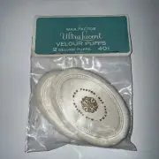Vintage Max Factor Ultra Lucent Velour Puffs 2 Deluxe White Puffs Makeup NOS NEW