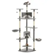 Cat Tree with Sisal Scratching Posts 203 cm Grey and White vidaXL