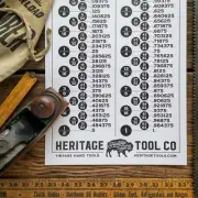 Heritage Tool Co. 11x17 Decimal Equivalent Chart Fraction to Decimal Equivalents