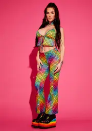 Not So Clueless Plaid Flare Pants