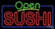 NEW “OPEN SUSHI" 32x17 BORDER SOLID/ANIMATED LED SIGN W/CUSTOM OPTIONS 25437