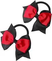 Baby Girls' Bow Hair Ties hair accessories Baby Hair Ties with Bows for Toddler Ponytail Holders Small Hair Ties.(FS18) (Red Black)