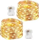 2 Pack Warm White Led String Lights Battery Powered Copper Wire String Outdoor F