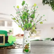 St Patricks Day Decorations Artificial Flowers 3 PCS with Vase, Gnome Gnome Hat