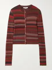 [RE/DONE] RE/DONE - Striped Ribbed Wool Cardigan - Red - medium medium Red