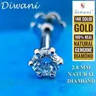 2.8mm Real Si Diamond Solitaire Nose Lip Labret Monroe Stud Piercing Screw Ring