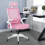 ALFORDSON Office Chair Mesh Computer Chair Swivel Executive Desk Chair with Adjustable Headrest and Armrest Arco Series(Pink)