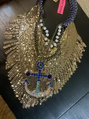 Betsey Johnson Ship Shape Bib Statement Necklace Rare- 16