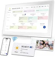 Heartybay Digital Calendar: 15-inch Smart Family Schedule with AU Plug, Chore Chart Organiser & Meal Planner, Photo & Video Frame, Electronic Touchscreen Display & To Do List, Wall Mount & Desk Stand