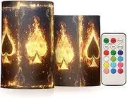 XYMZR Flameless Candles Fire Poker Black with Remote Set of 2 - No Batteries Included, 3” Diameter Battery Candles Flickering with Timer, LED Pillar Votive Candles for Outdoor Indoor