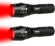 2 Pcs Powerful Red LED Flashlight Single Mode Long Range Red Hunting Light Torch Zoombale, Waterproof Red Torch Best for Astronomy, Aviation, Night Observation,etc