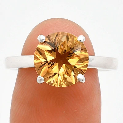 Fancy Cut Premium Natural Citrine 925 Sterling Silver Ring s.9.5 Jewelry R-1019