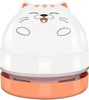 YUNYILAN Mini Desktop Vacuum Cleaner, Portable USB Vacuum Cleaner for Desk Mini Cute Cartoon Desktop Vacuum for Cleaning Eraser Crumbs, Dust, Crumbs, Computer, Keyboard and Car (White Orange)