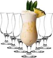 LAV 6X Clear 390ml Fiesta Pina Colada Glasses - Large Tall Hurricane Pineapple Martini Milkshake Party Drinking Glass Set