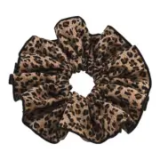 Big Hair Tie Leopard Ruffle Trimmed Hair Scrunchies Ponytail Holder Hair Decors