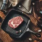 Kitchen Square Cast Iron Non-Stick Grill Pan Griddle Frying Pan Skillet
