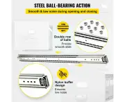 Soft Close Drawer Slides: 1 Pair, 0.91m Full Extension, 225kg Load Capacity