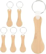 JEWEDECO 6pcs Bamboo Shopping Trolley Tokens Keyring Wooden Coin Holder for Grocery Cart Unlocking Convenient Keychain for Everyday Use and Sharing