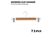 72x Wooden Clip Hanger Skirt Trouser Adult Clothes Clamp Coat Pant Wardrobe