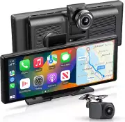 Apple Carplay & Android Auto,Wireless Double Din 10.26 Inch 4K Dash Cam with Fro