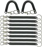 LIGHUFEIC 10 Pack Retractable Coil Springs Keychain Coil Cord Key Chain Holder Lanyard Lobster Clasp and Spiral Lanyard Keep Keys Safe, Prevent Losing