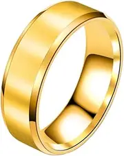 [Podafu] Love Ring For Women Men Girls Titanium Steel 18k Gold Rings Jewelry Unisex Adult Wedding Birthday Present Anniversary Best Gifts, Titanium, No Gemstone