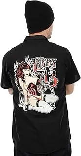 [Lucky 13] Miss Fire Pinup Girl Work Shirt