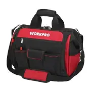 WORKPRO 16" Top Wide Mouth Tool Bag with Water Proof Rubber Base, Multi-Compa...