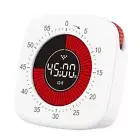 Digital Visual Timer 60 Minute Countdown Kids Study Desk Silent Clock White