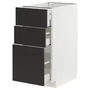 METOD / MAXIMERA base cabinet with 3 drawers, white/Nickebo matt anthracite, 40x60x80 cm