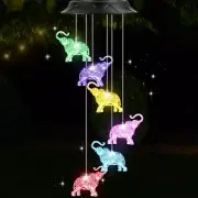 Elephant Solar Wind Chimes Outdoor Birthday Gifts For Women Mothers Gifts Gift F