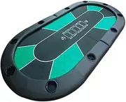 Portable Foldable Poker Table Top Oval Padded Folding 2-in-1 Poker Game Table with Carrying Case for 10 Players Easy to Roll Up and Pack Away
