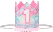 Mermaid First Birthday Hat, Pink and Blue Costume Headwear, Non-woven Fabric, 3.