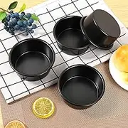 4 Pcs Cake Tin, 4inch Cake Pan Round Cake Mold Nonstick Heat Resistant Cake Baking Pan One Piece Design 4.5cm Deep Cake Baking Tray for Oven and Air Fryer Black