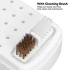 30 Holes Nail Drill Bit Holder Stand With Brush Dust Storagainer Box Case Wh
