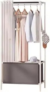 Portable Wardrobe Rack,Cloth Wardrobe,Wardrobe Portable Wardrobe Shelves, Canvas Wardrobe for Bedroom, Fabric Wardrobe Foldable Closet for Clothes, Bags,Grey-Withdoorcurtain