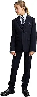 WF by WANDER FACTORY(ワンダーファクトリー) Wonder Factory Boys 5 Piece Set, Long Pants Suit, Navy, 55.1 inches (140 cm), Navy, 140