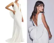 REBECCA VALLANCE DRESS WOMENS 2 DAVINA TAFFETA BOW IVORY MODERN BRIDE MERMAID