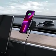 SPIGEN OneTap Pro 3 ITS35W-3 MagSafe Car Mount Wireless Charger for iPhone 16 15 14 13 12 Pro Max Plus Mini MagSafe Case, Magnetic Dashboard Phone Holder Fast Charging for MagSafe Charger - Black