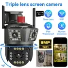 3 Lens WIFI IP Camera Outdoor PTZ Camera 9MP AI Tracking Home Security Camera AU