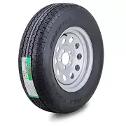 ROCKMAN Trailer Tire Rim ST205/75R14 8-Ply D 105M 5 Lug on 4.5" PCD Silver Mod