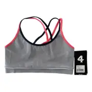 Fourlaps Vitality Cross-back Sports Bra XS NWT Silver Stretch Medium Support