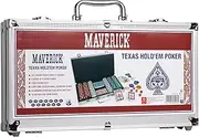 Maverick Texas Hold'em Poker Set, 300 Piece in Aluminium Case with 11.5g Heavyweight Poker Chips, 2 Decks of Playing Cards, Dealer Big Blind and Small Blind Buttons and 5 Dice