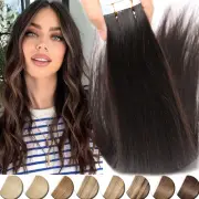 Russian Tape In Skin Weft 100% Human Remy Hair Extensions THICK Full Head #BROWN