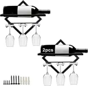 Metal Wall Mounted Wine Holder Stemware Glass Rack, Collapsible Hanging Red Wine