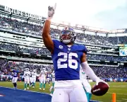 Saquon Barkley Touchdown Point New York Giants 8x10 NFL Football Photo
